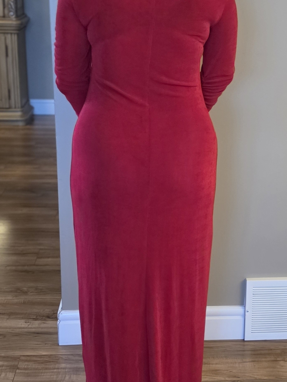 JLUXLABEL Red Velvet Ruched Maxi Dress - Picture 2 of 2